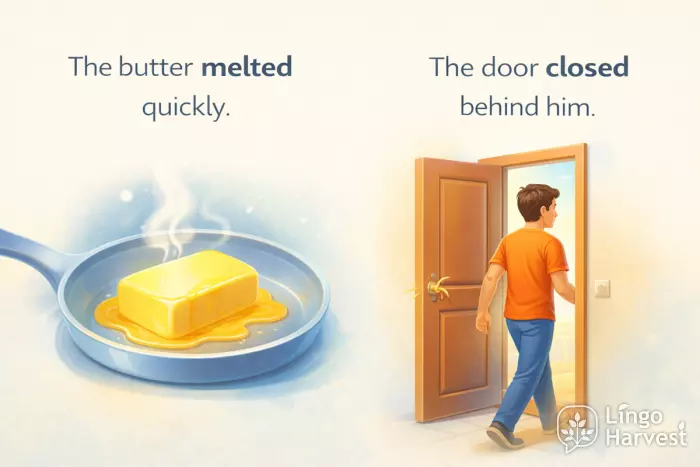 Butter melted, door closed behind him