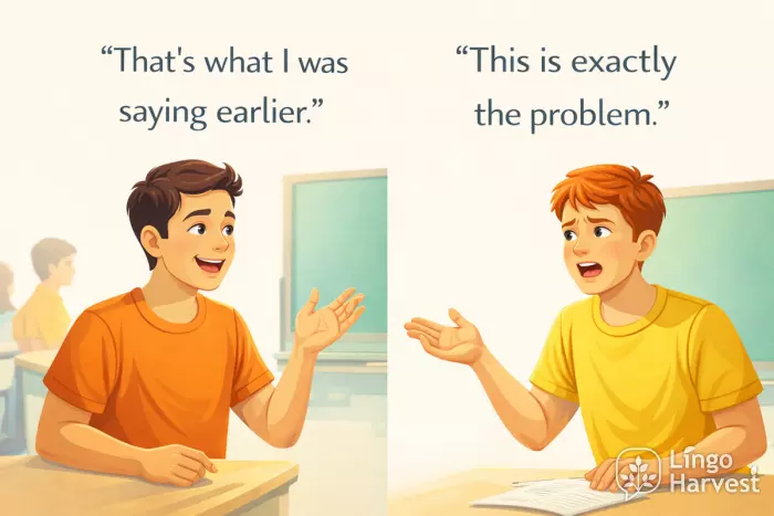 contrast phrases in classroom dialogue scene