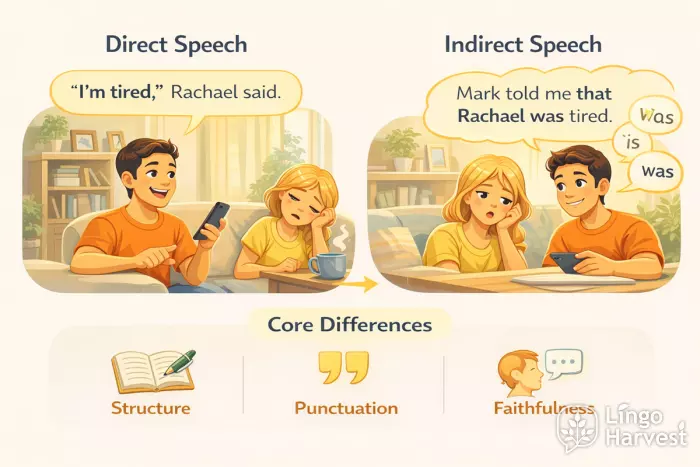 direct vs indirect speech core differences example sentence
