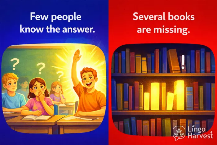 few versus several English quantifiers classroom library books