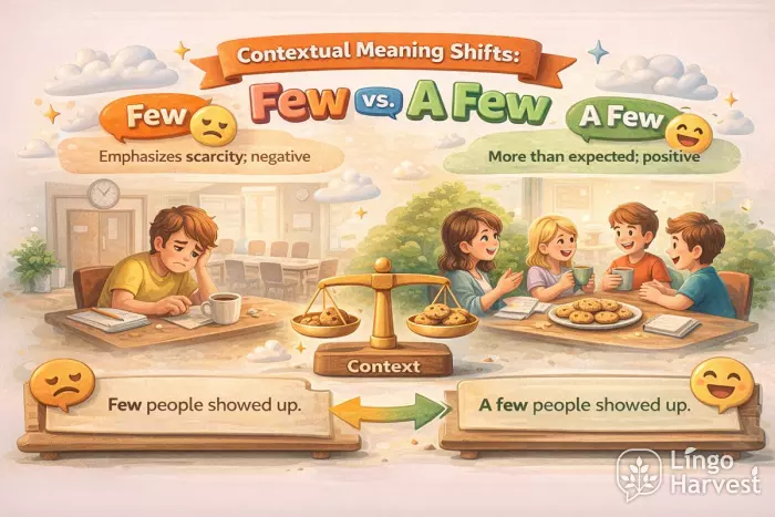 Few vs a few contextual meaning infographic