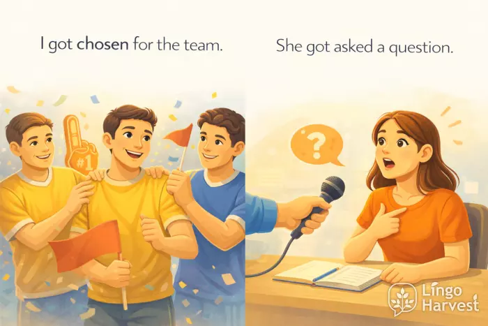 get passive voice examples chosen and asked