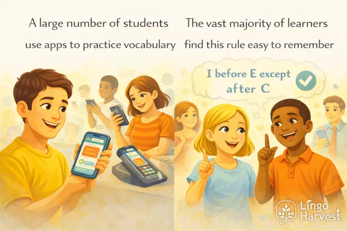 many students use apps and most learners find rules easy