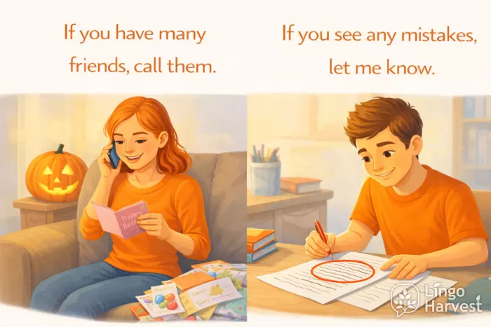 many vs any conditional sentences friends mistakes