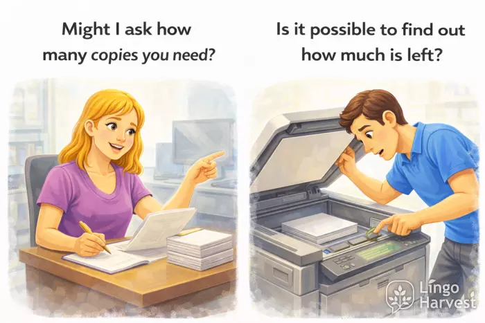 polite questions might I ask copies needed and how much left