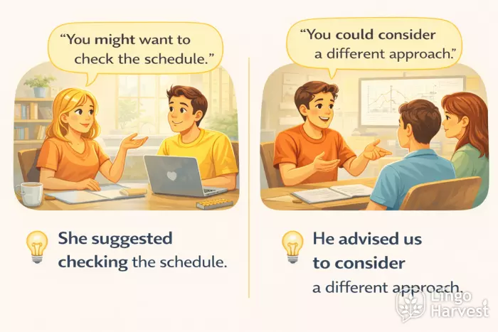reported speech suggestions and advice examples schedule different approach