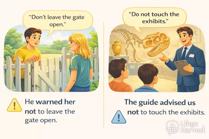 reported speech warnings and advice not to examples gate museum