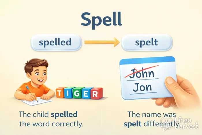 Spell - spelled vs spelt examples
