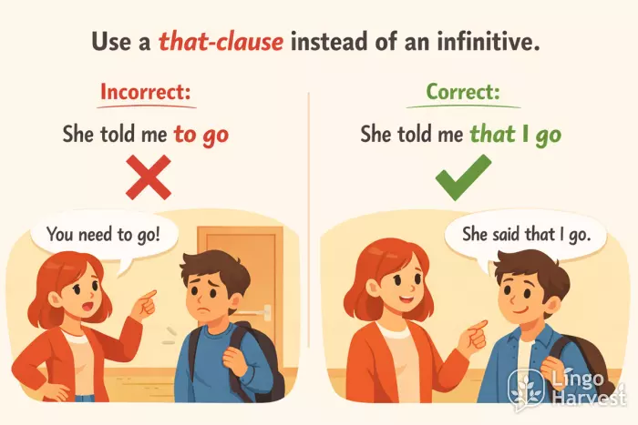 that-clause vs infinitive in reported speech