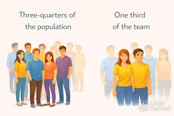 three quarters of population one third of team