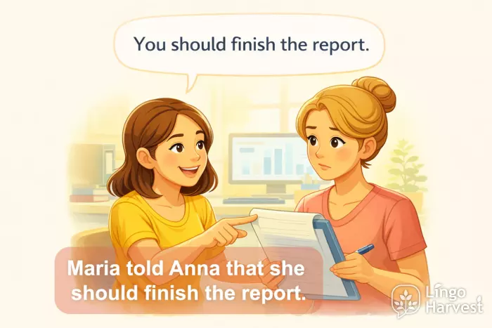 reported speech advice finish report office