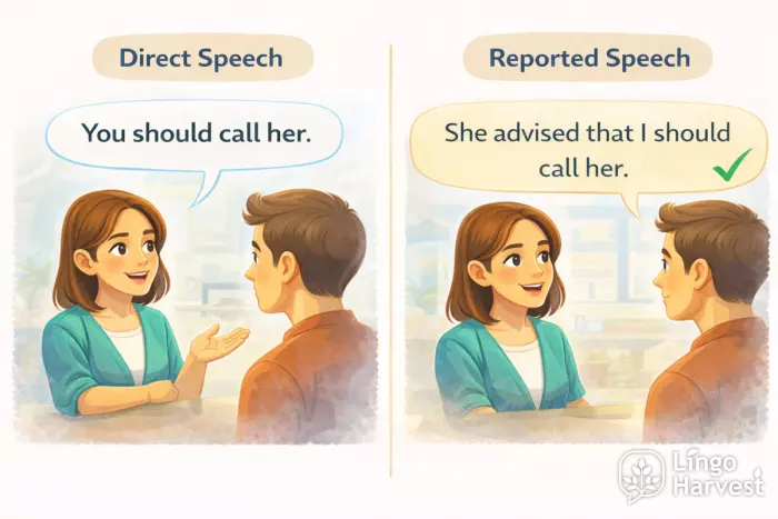 reported speech advice should call her