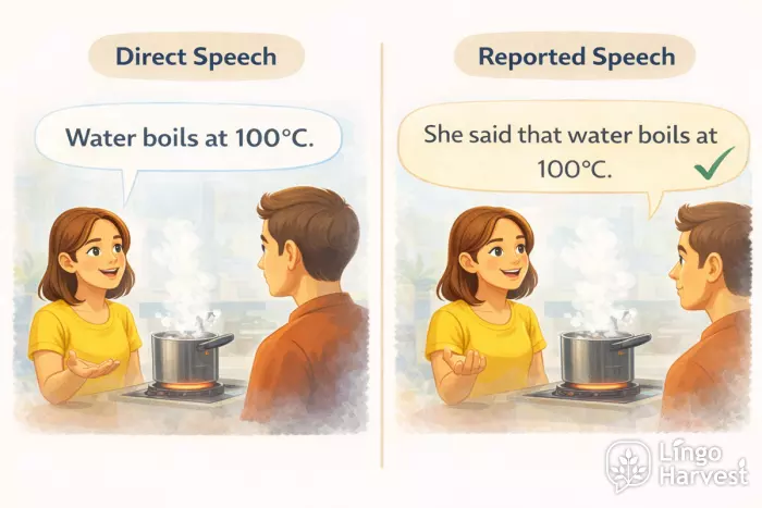 reported speech general truths water boils at 100