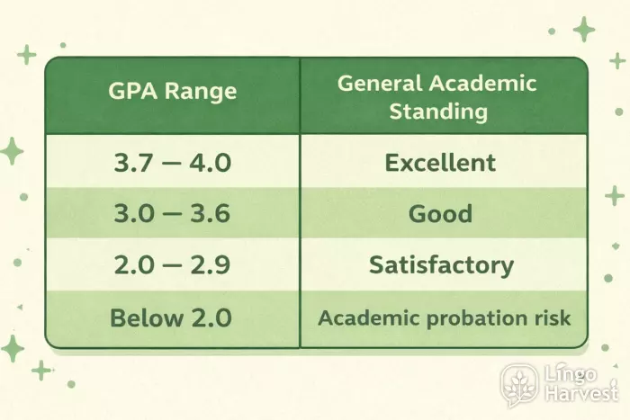 GPA range academic standing chart