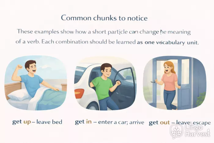 get up get in get out verb chunks phrasal verbs