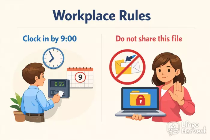 mustn't vs have to workplace rules examples