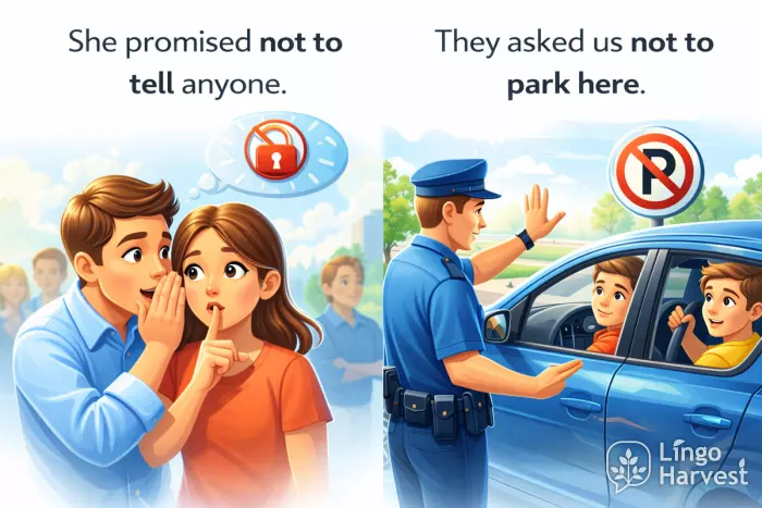 Negative infinitive pattern not to examples