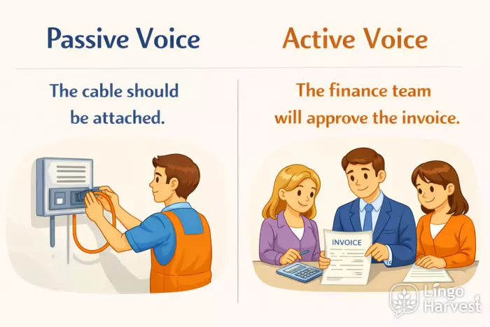 passive vs active voice cable invoice examples