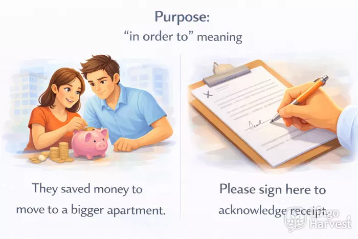Purpose expressed with to and in order to