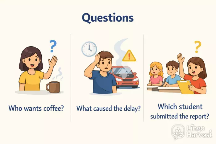 wh questions who what which examples