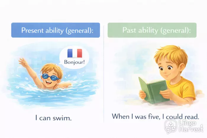 Present and past ability expressed with can and could
