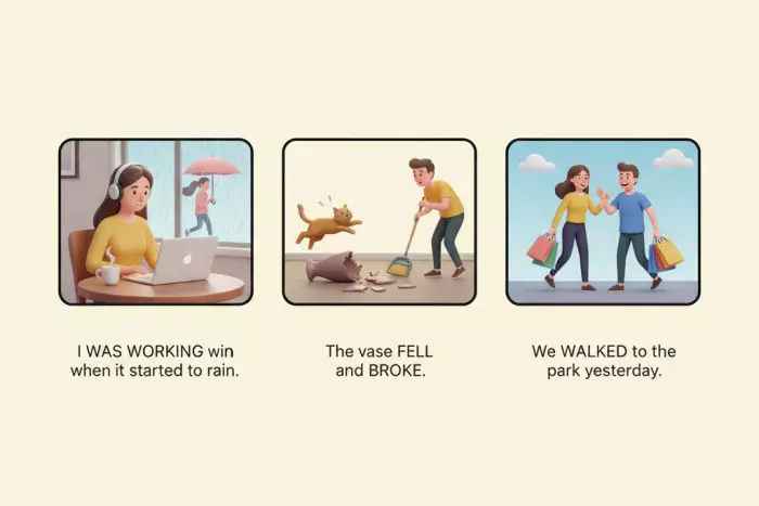 Everyday moment related to past continuous vs past