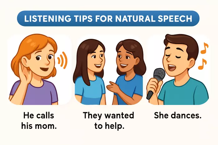Illustration showing listening tips for natural speech