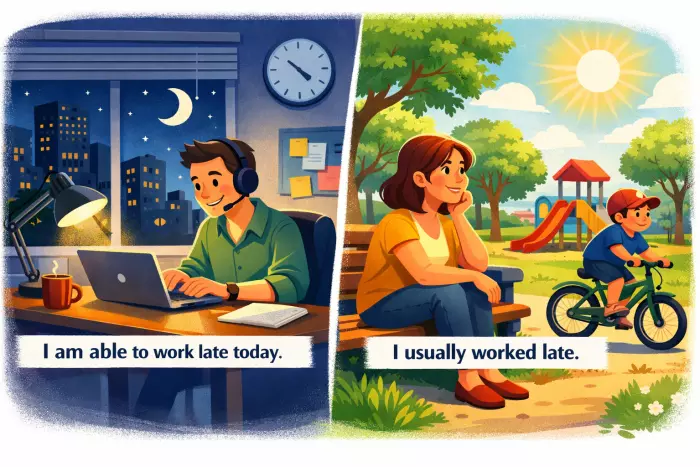 Semi-modal tense patterns: be able to, used to, supposed to