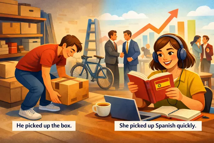 Idiomatic meaning shift in phrasal verbs