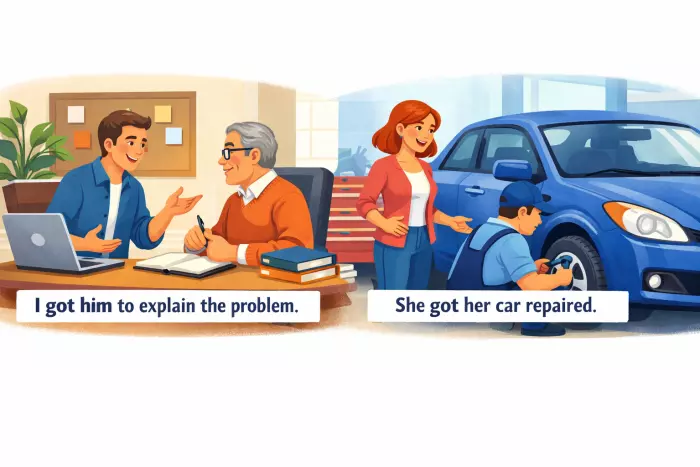 Persuasion process using get causative verb