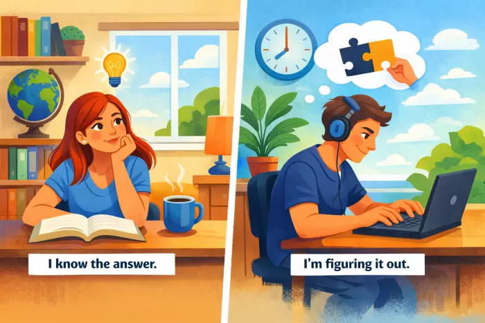 Stative perception and cognition verbs tense choices