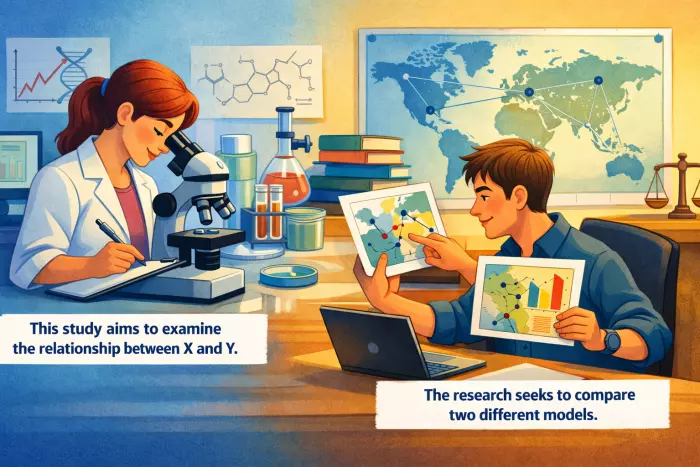 Precise academic verbs for research aims