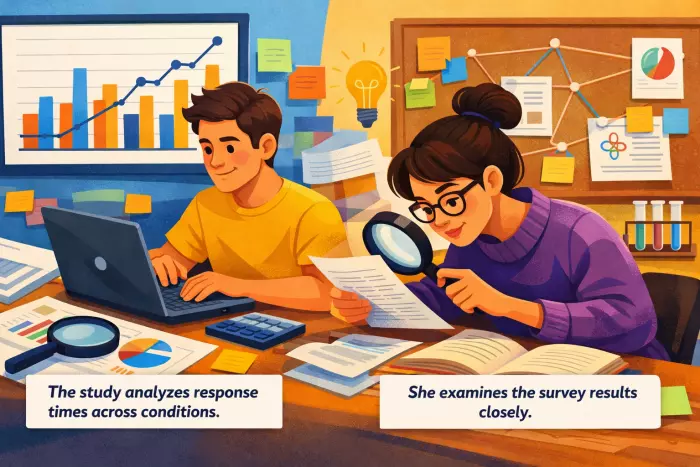 Academic analysis and interpretation verb selection