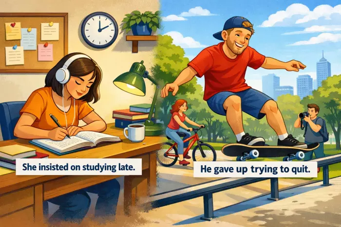 Gerund usage after phrasal verbs pattern