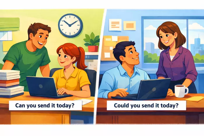 Polite uncertainty in could versus can usage