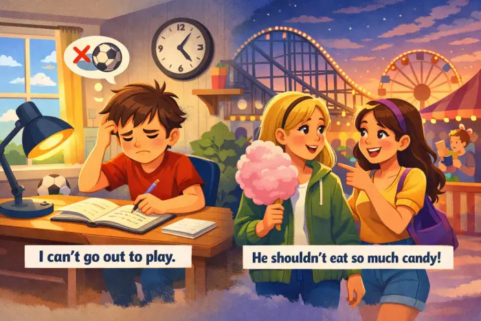 Negative modal verb contraction patterns in English
