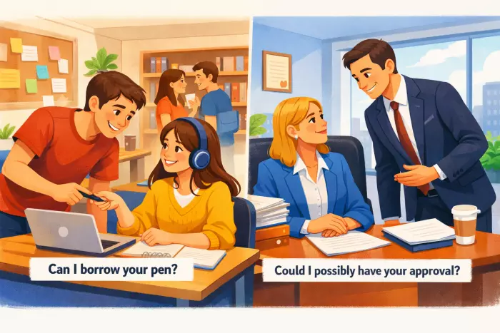 Modal verb politeness levels for asking permission