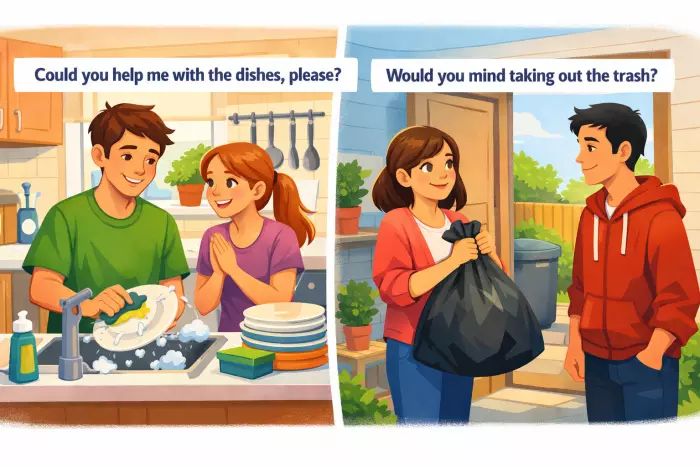 Polite request patterns with English modal verbs