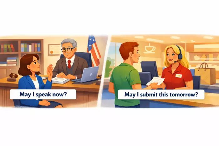 Formal permission phrasing with may