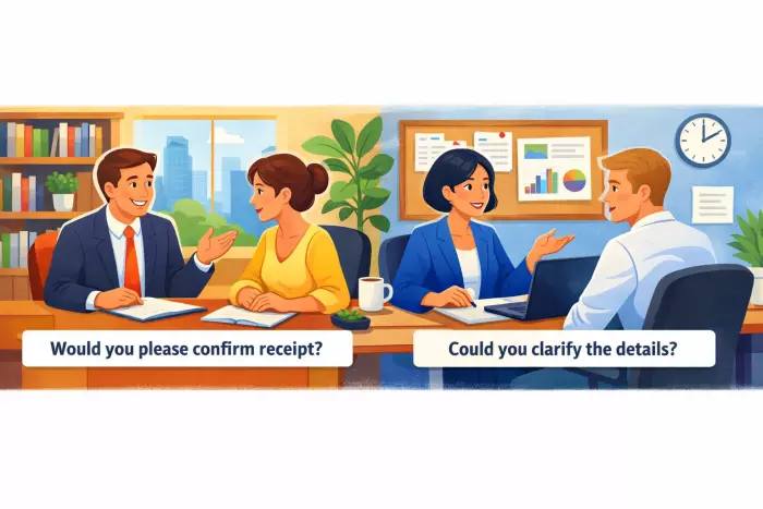 Formal modal verbs for indirect professional requests