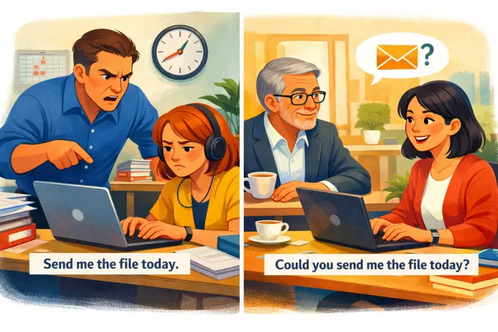Modal verbs softening professional email requests