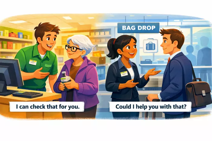 Polite modal verb tone in customer service
