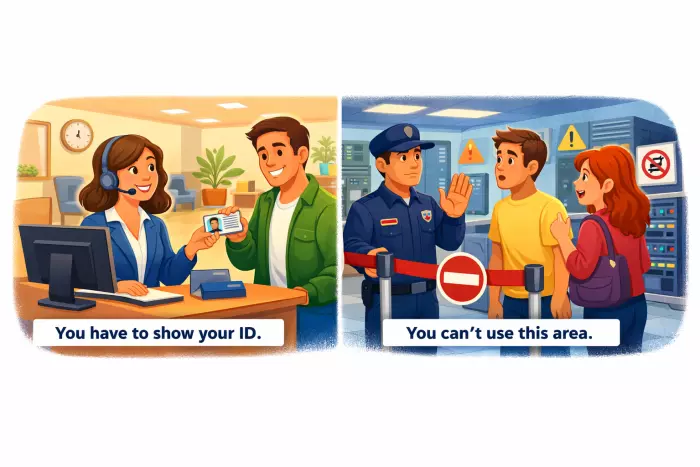 Modal verbs clarifying customer service policy procedures
