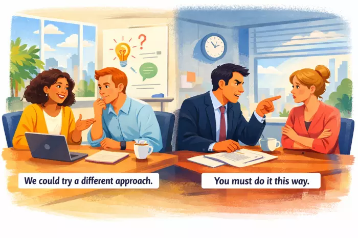 Polite proposal framing with modal verbs