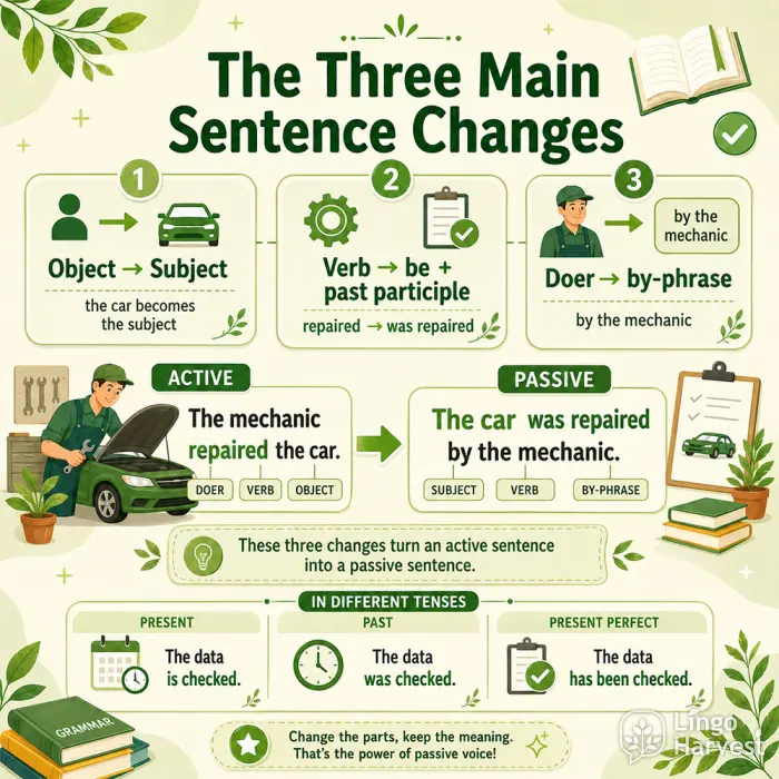 Passive voice in English sentence makeover