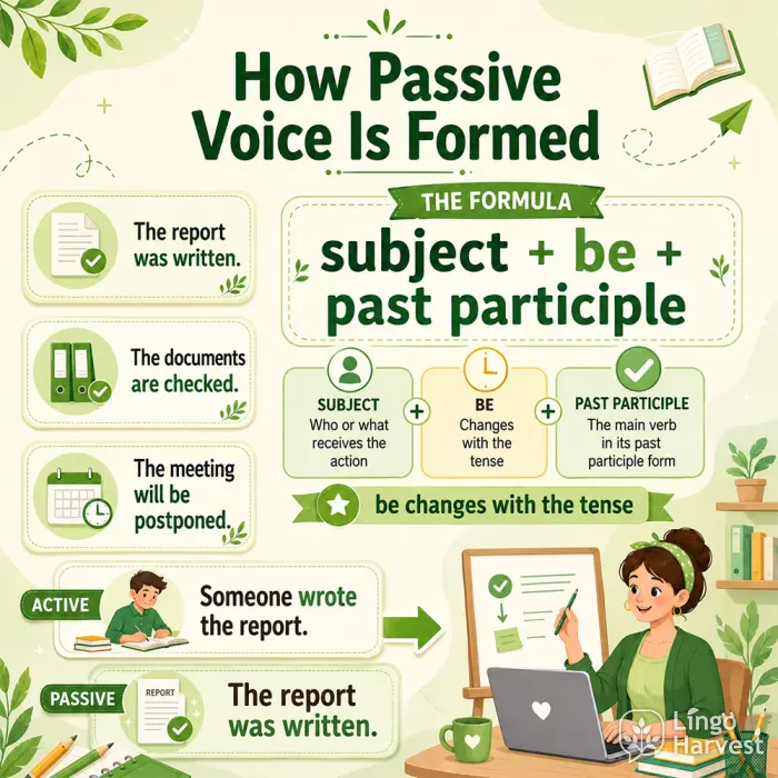 Passive voice in English formula explained