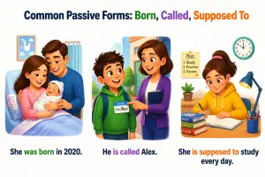 Common Passive Forms: Born, Called, Supposed To