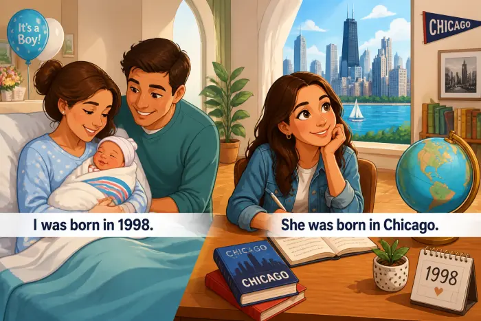 Passive voice pattern for birth and origin